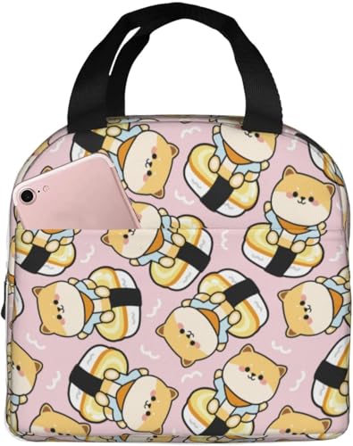 柴犬 犬柄 萌え かわいい 寿司柄 ランチバック 保温 保冷 弁当バッグ コンパクト 持ち運び便利 小物用手さげ ミニトート 通勤 通校 旅行