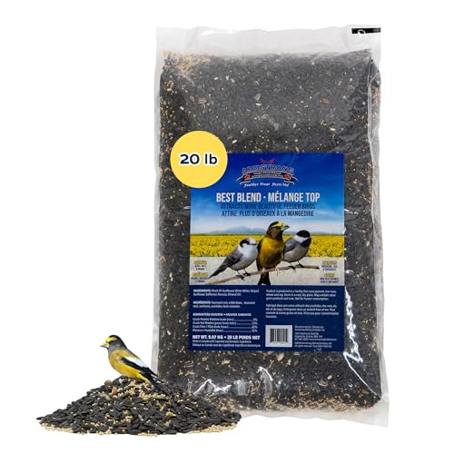 Armstrong Wild Bird Food Best Blend, 20 Pounds - with Black Oil Sunflower, White Millet, Safflower and Peanuts for American Gold Finches, Evening Grosbeaks and Downy Woodpeckers