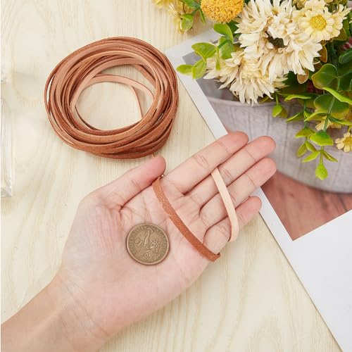 GORGECRAFT 5M Genuine Leather Strips String 5mm Wide Cowhide Leather Strap Rope 1mm Thick Flat Leather Cord Braiding Thread for Bracelets Jewelry Making Collars Guitar Belts Boot Lace DIY Craft, Peru - Image 3