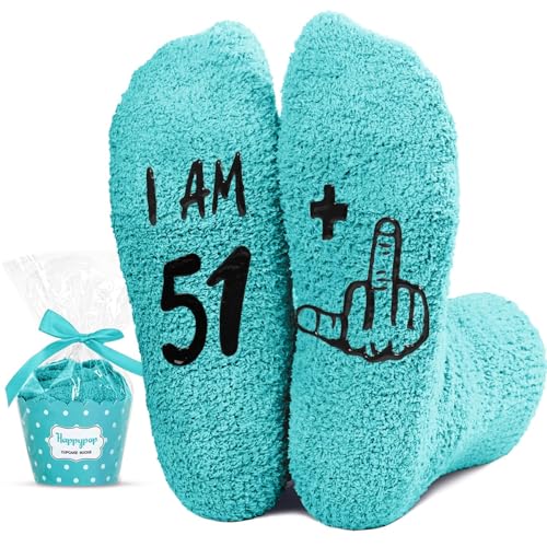 Image of HAPPYPOP Birthday Gifts for Women - Fuzzy Socks for 51 52 53 54 55 56 57 58 59 60 Year Olds