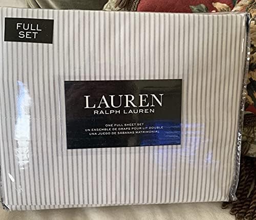 Lauren Full Size Gray Striped Sheet Set - All Cotton