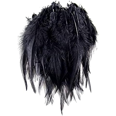 FEARAFTS Rooster Saddle Black Feathers for Crafts Decoration DIY Jewelry Making Dream Catcher Accessories Pack of 100 (Black) Cover