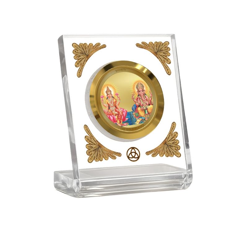 Image of DIVINITI 24K Gold Plated Religious Car Dashboard Frame | Premium God Idol Frame for Car, Home Mandir & Office Table | Spiritual Gift, Decorative Showpiece