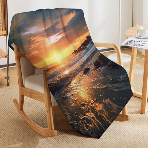 Plaid flanelle coucher de soleil idéal pour vos soirées canapé