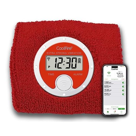 Coolfire - Vibrating Alarm Clock Sweatband, Silent Wake Yourself Up Wristband Vibrating Alarm Watch for Couples, Students, Easy to Set on User-Friendly App, Hearing Impaired, USB Chargeable (RED)