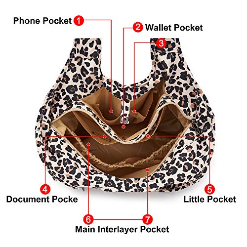 Zooeass Women Colorful Large Tote Shoulder Handbag Waterproof Tote Bag Multi-Function Nylon Travel Shoulder(Leopard 1) #TOP2