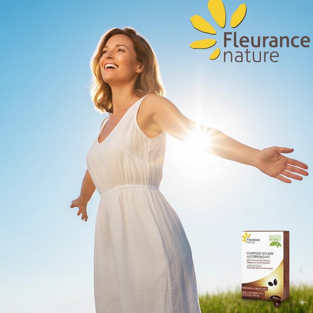 Fleurance Nature - Complexe Solaire Autobronzant Teint Hâlé Lumineux et Préparation Peau - Complément Alimentaire Antioxydant à l'Huile de Bourrache - Format 2 Mois