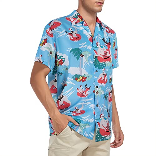 Camisas havaianas masculinas casuais de botão para praia camisas masculinas manga curta floral, Nata