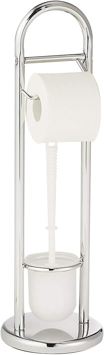 WENKOExclusive Siena Free Standing Toilet Brush Holder, Stainless Steel, Home and Bathroom Organizer, Wide Circular Base, 19x63x19cm, Chrome