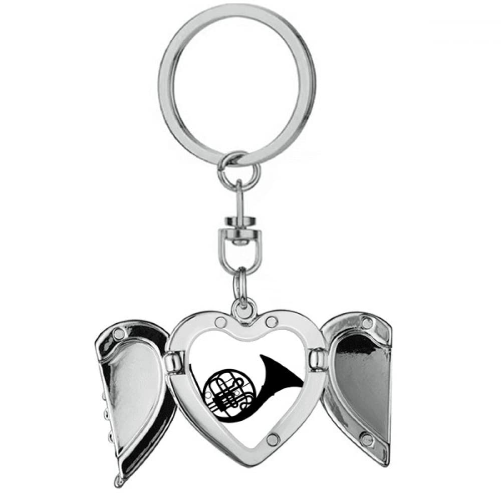 Horn Classical Beatiful Music Crazy Heart Angel Wing Key Chain Holder