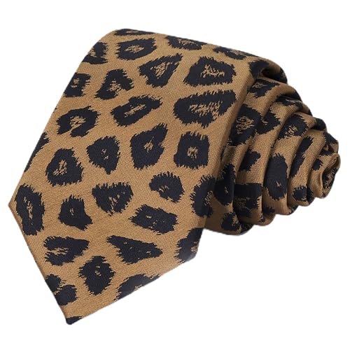 Bawnhaw Leopard Necktie for Men Women Silk-Like 58 Long 2.8 Wide Skinny Novelty Animal Print Cheetah Tie for Party Business Wedding Casual Fashion Lint-Free Fathers Day Gift for Husband Dad