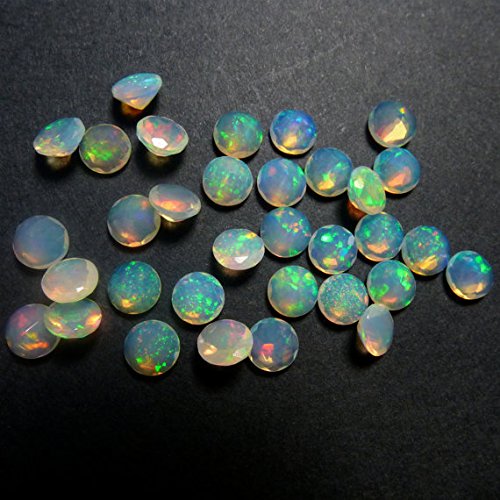 Opale d'Éthiopie naturelle 6mm en lot de 25 pièces rondes facettées multi-fire