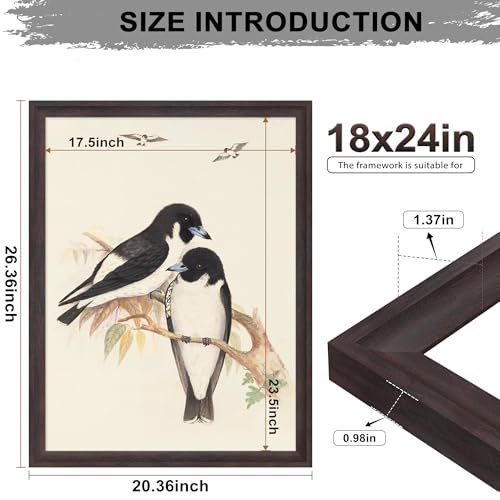 Image of 18x24 Frame Walnut Brown with Elegant Concave Design - Large 18 x 24 Poster Frame for Wall, Home, Office & Gallery Display