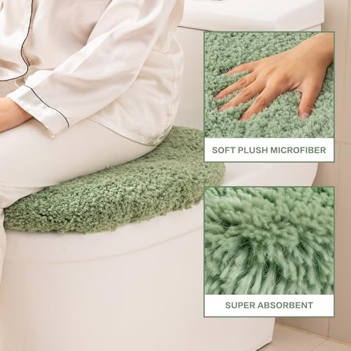 Image of Microfiber Toilet Lid Cover, 17.5 inchx15 inch Fits Round Oblong and Elongated
