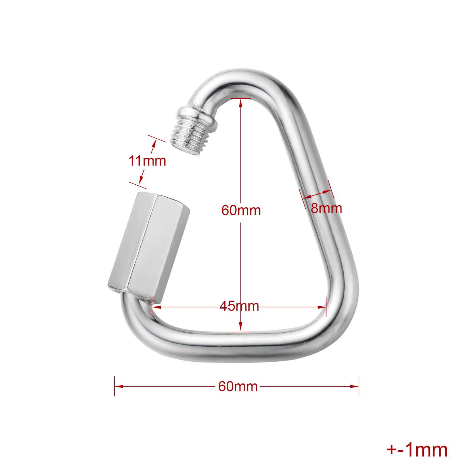Delta Schnellverbindungskarabiner, dreieckig, 5/16 Zoll, M8, 8 mm, 2 Stück