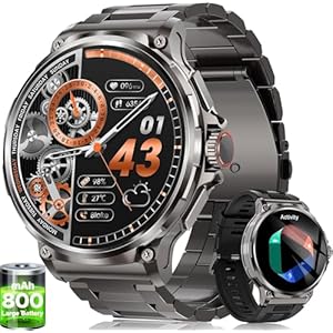 LIGE Smart Watch for Men with 800Ah,1.85″ Big Screen Smartwatch with 5ATM Waterproof,100+ Sports Modes,Smart Watch for Android iOS (Black-EF10-D)