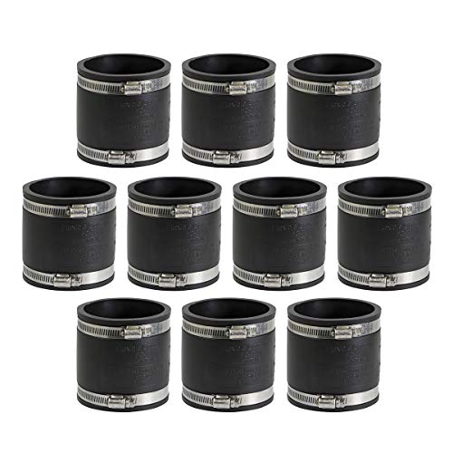 Image of SUPPLY GIANT 6I48Y30 Flexible PVC Coupling with Stainless Steel clamps 3 inch, Black (pack of 10)
