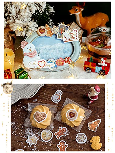 Christmas Decorations Stickers, 240Pcs Vintage Gold Foil Christmas Washi Stickers Pack For Scrapbooking Journaling Planner Album Diary Notebook Diy Arts And Crafts Card Making For Easter Party Favor #TOP4