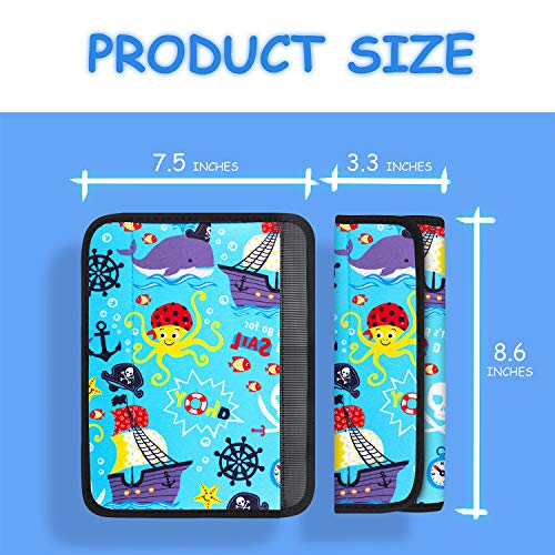 Image of YR Seat Belt Cover for Kids, Soft Comfort Seat Belt Cushion for Children, Cute Cartoon Pattern Car Seat Belt Pads Cover for Girls and Boys, 1 Pack, Pirate