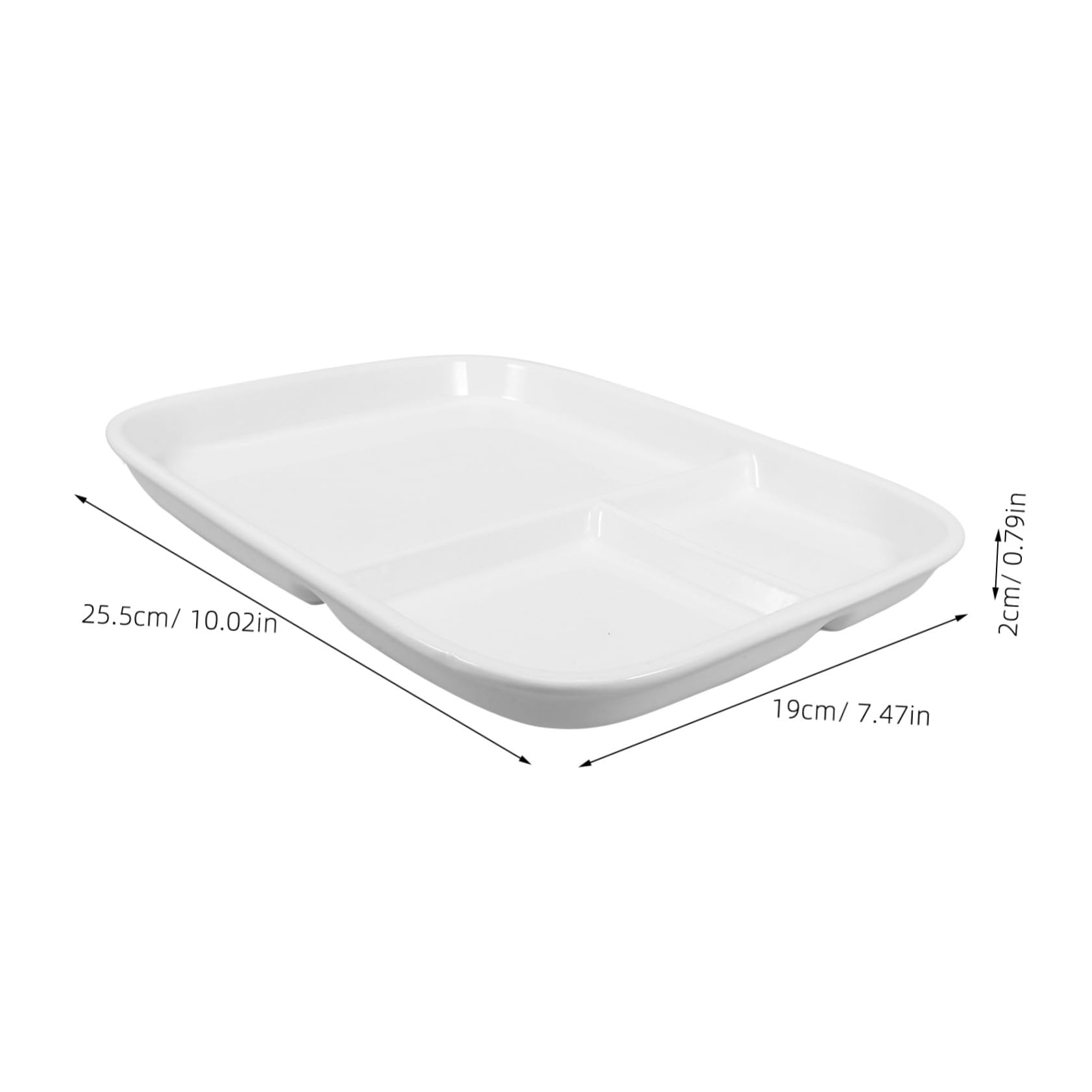 Assiette Carrée en Céramique Blanche Trois Compartiments, Plaque Résistante sans Dommages pour Steak et Repas Rapide