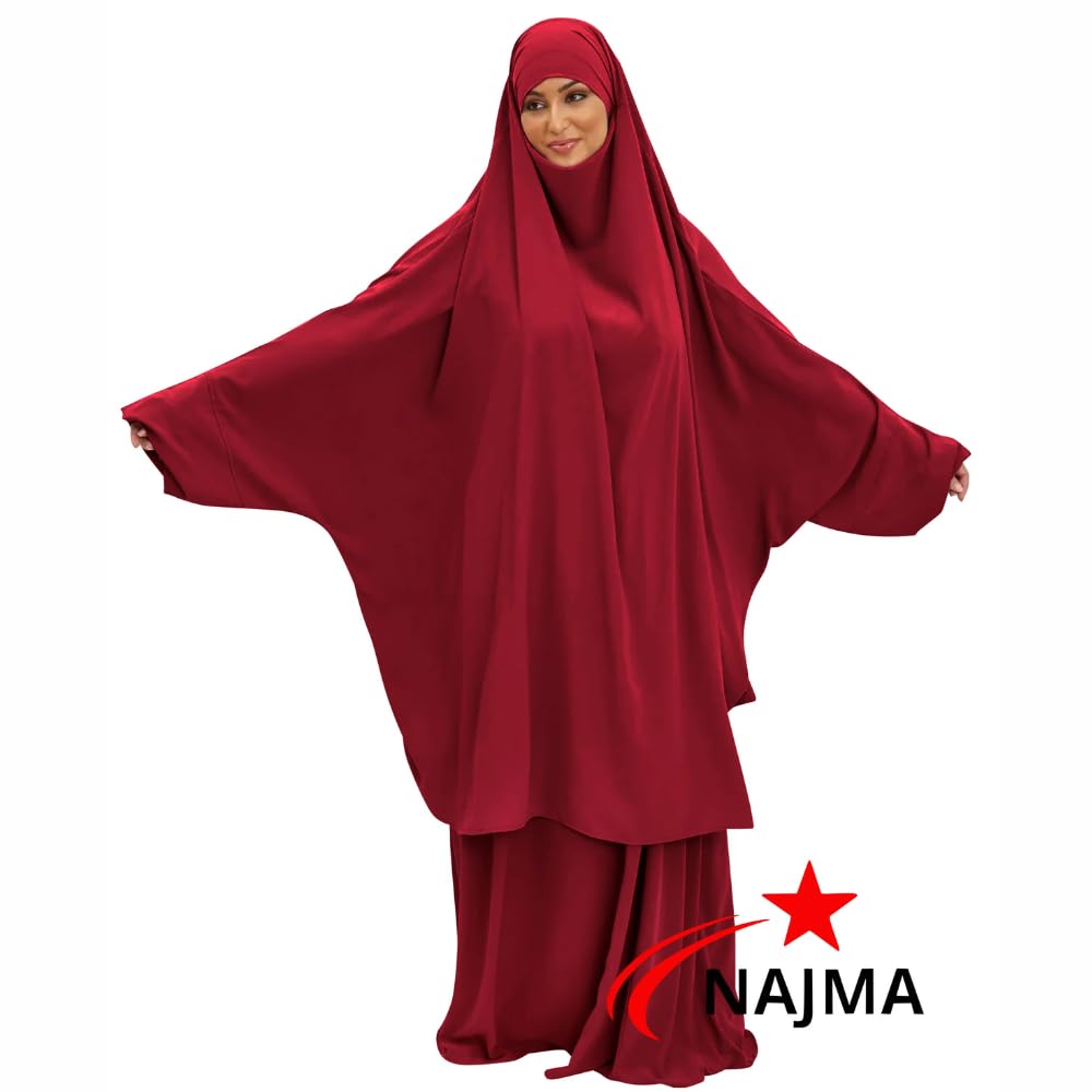 Jilbeb Femme Grande Taille 2 Pièces – Cape + Jupe Ample – Tissu Jazz Léger et Fluide – Tenue Modeste Islamique – Confort et Élégance au Quotidien,Hejj,Omra