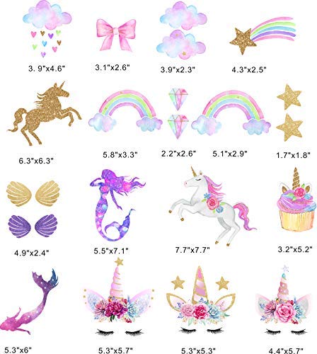 Unicorn Iron-On Transfer Iron Patches Rainbow Iron On Patches Mermaid Patches Eco-Friendly Material Set Of 21 For Diy Decorative #TOP2
