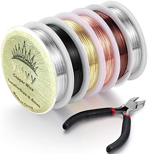 OTAOTP 22 Yard 24 Gauge Jewelry Wire,Craft Wire Jewelry Beading Wire Tarnish Resistant Copper Wire for Jewelry Making Supplies and Craft,with Cutting Pliers(5 Color)