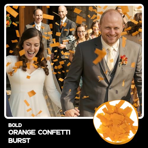 Image of Ultimate Confetti, Orange Biodegradable Confetti - Rectangular Fluttering Tissue Paper Confetti for Cannon and Launcher use - Best for Gender Reveal, Parties, Concerts and Weddings - 20 lb, 320 oz