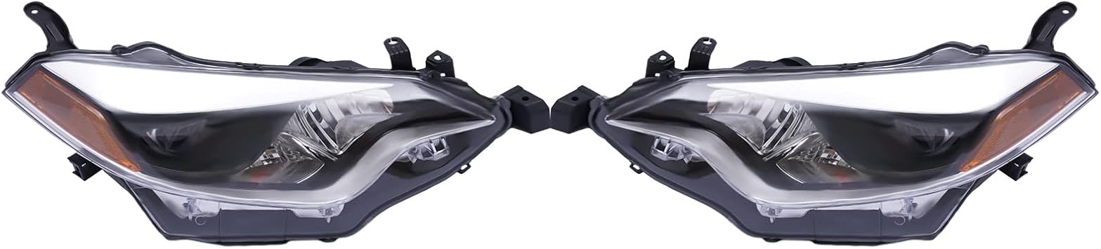 LED, Halogen Headlight Assembly Left+Right Side for 2014 2015 2016 Toyota Corolla, Driver & Passenger Side Head Lights Direct Replacement Headlamps Assy Set Assembly Left+Right