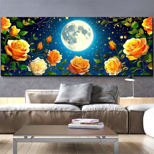 Grand format broderie diamant lune rose 80x220cm kit complet premium