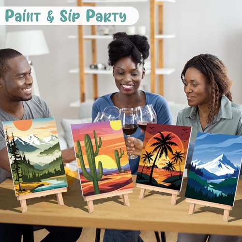 VOCHIC 16 Pcs Sip and Paint Pre Drawn Canvas for Adult Kids Beginner Painting Art Stretched Outline Canvas Kit for Couples Date Night DIY Party Supplies Gift(8x10in) - Thumbnail 4
