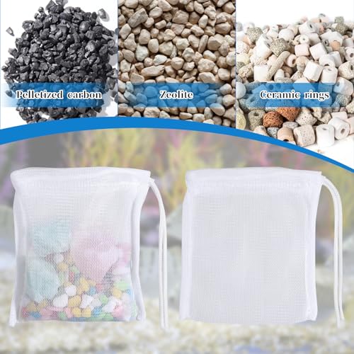 Image of QfwdfcTrenz 10PCS Aquarium Filter Media Bags for Activated Carbon, 4 inch X 3.5 inch Mesh Filter Bags for Aquarium, Carbon Filters Bag for Aquariums, High Flow Aquariums Mesh Media Filters Bag