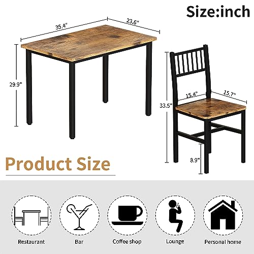 image for Lamerge Small Kitchen Table Set for 2, Industrial Dining Breakfast Tab