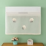 エアコン防風カバー 壁掛けエアコン用ルーバー 麻紗カーテン 循環風量 簡単取り付け 冷房/暖房対応 結露防止 直接防風カバー 穴開け不要 家庭用エアコン 多モデル対応 毛糸デコレーショ (3つの雲のぬいぐるみ, 幅100cm × 高さ55cm)