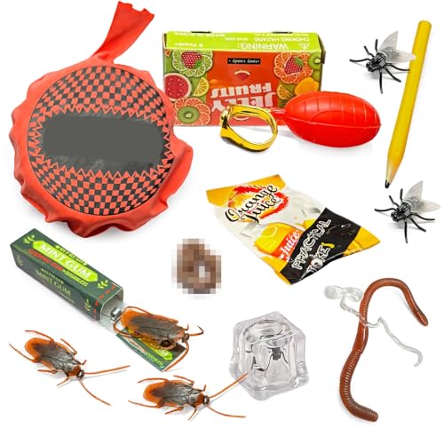 14 Pcs Pranks Pack And Joke Toys Box Set - Pranks Pack And Joke Toys Box Set Kids Tricks Based Game Kids Tricks Based Game For Boys & Girls Included Whoopee Cushion Fake Poo Fake Roaches