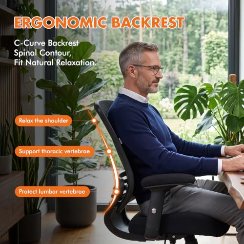 Image of BOLISS 400lbs Ergonomic Office Chair Soft Thick Seat with Mesh Back (Black) | Wide Cushion, Computer Desk Chair, Tilt Lock, Height Adjustable Arms and Lumbar Support Reduce Back Pain