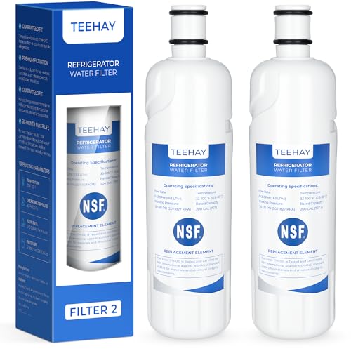 TEEHAY W10413645A Water Filter 2 Replacement, Compatible with Everydrop Filter 2, EDR2RXD1, Whirlpool WHR2RXD1, P9KB2L, P9RFKB2L, Whirlpool WRX986SIHZ, WRF757SDHZ, WRF767SDHZ, WRF736SDAM, 2 Pack