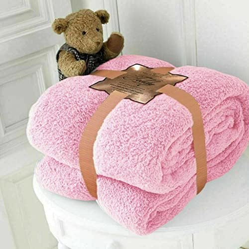 Northern Luxe Super Luxury Teddy Bear Fleece Throw Large Soft Cuddly Warm Sofa Bed Blanket (Pink, Double)