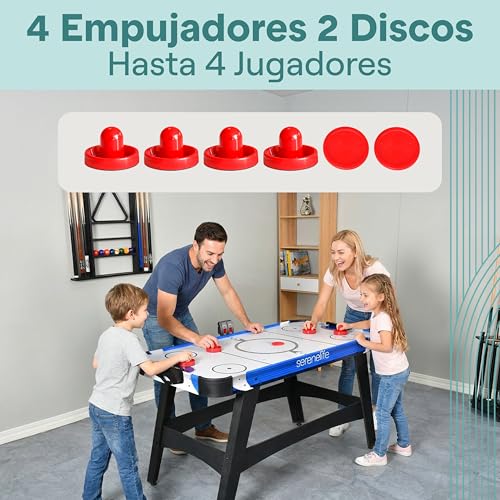 Miniatura 3 de Serenelife Mesa De Hockey De Aire, Motor Dos Veces Mas Fuerte, Marcador De Puntos Led Digital, Dispensador De Discos Y Accesorios