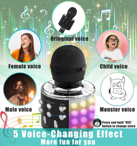 Iuse Wireless Karaoke Microphone, Portable Handheld Singing Karaoke Speaker 4 In 1 Portable Mic Speaker Music Player With Led Lights Adjustable Remix For Kids Adults Birthday Home Party (Black) #TOP3