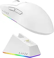 MechLands Mouse para jogos AJAZZ AJ139 V2 MC com base de carregamento, ajustável 12.000 DPI, sensor PAW3311, mouse sem fio de 3 modos, bateria de 500 mAh, taxa de polling de 1000, 66 g leve, Win/Mac