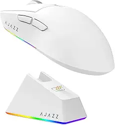 MechLands Mouse para jogos AJAZZ AJ139 V2 MC com base de carregamento, ajustável 12.000 DPI, sensor PAW3311, mouse sem fio de 3 modos, bateria de 500 mAh, taxa de polling de 1000, 66 g leve, Win/Mac