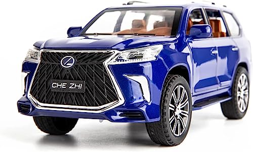 Image of 1:24 Lexus 570 Off-Road Luxury SUV Model Diecast Car, Zinc Alloy Pull Back Toy with Sound & Light, for Kids Boys & Girls (Blue)