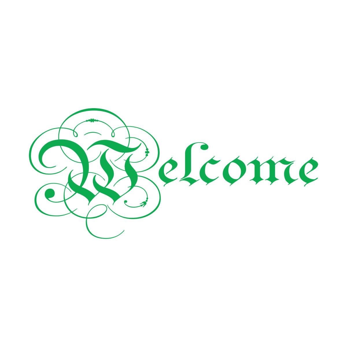 Wall Stickers Welcome Greeting Word Quote Home 34.5x75.3cm Self Adhesive Large Green — image 1