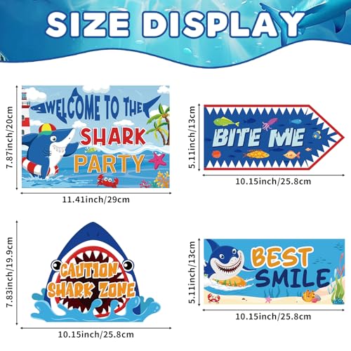 Image of Hooqict Shark Birthday Party Decorations 20 Pieces Welcome To The Shark Signs for Kids Boys Classroom Under The Sea Ocean Beach Themed Party Supplies