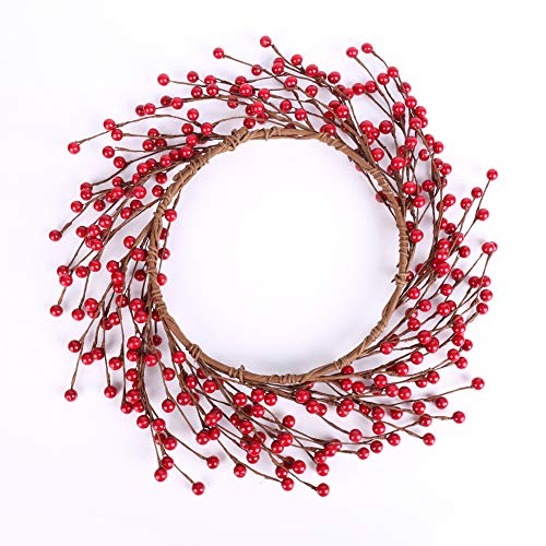 14" Artificial Red Pip Berry Wreath, Autumn Winter Wreath Outdoor Ornaments for Front