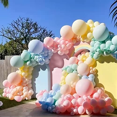 Pastel Balloon Garland Double Stuffed Pink Blue Balloons Different Sizes Matte Yellow And Green Balloon Arch Kit For Colorful Unicorn Princess Cocomelon Theme Birthday Baby Shower Party Decoration #TOP3