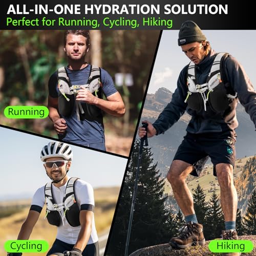 RISEMART Laufweste für Damen und Herren,Trinkrucksack Laufweste, Laufen Verstellbare Brustgurte Ultraleicht Laufrucksack für Marathon, Joggen, Radfahren, Camping, Wandern