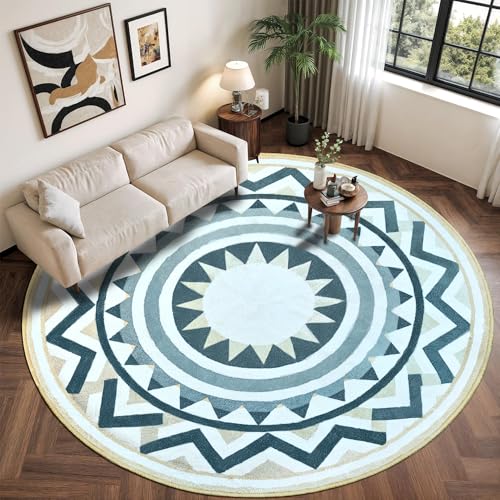 Tapis rond lavable en machine antidérapant et doux beige - 2