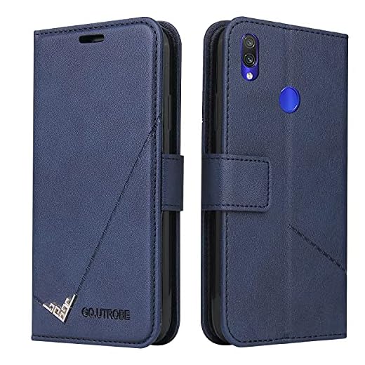 Plånboksflipväska till Huawei Y62019 / HONOR 8A, Skyddande PU Läderkåpa med kortluckor Kickstand dolda magnetiska adsorption stötsäkra (Color : Blue)